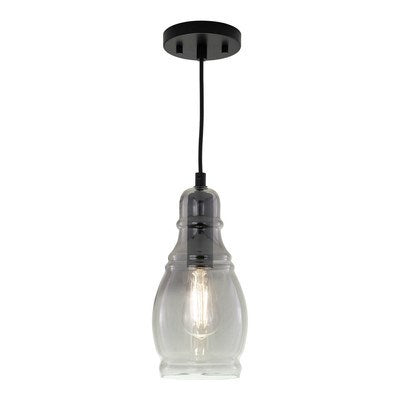 11.75-in.H Mini Pendant Matte Black with Smoke Glass by Vaxcel International