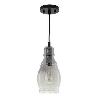 11.75-in.H Mini Pendant Matte Black with Smoke Glass