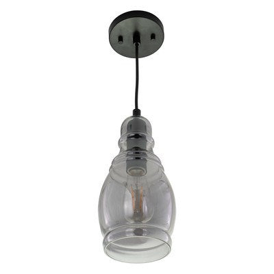 11.75-in.H Mini Pendant Matte Black with Smoke Glass