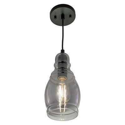 11.75-in.H Mini Pendant Matte Black with Smoke Glass