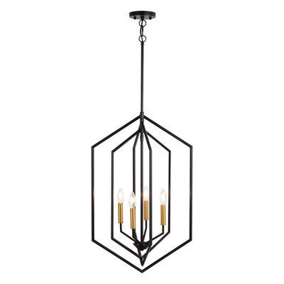 18-in. 4 Light Pendant Black and Satin Brass by Vaxcel International