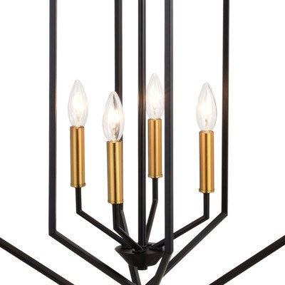 18-in. 4 Light Pendant Black and Satin Brass