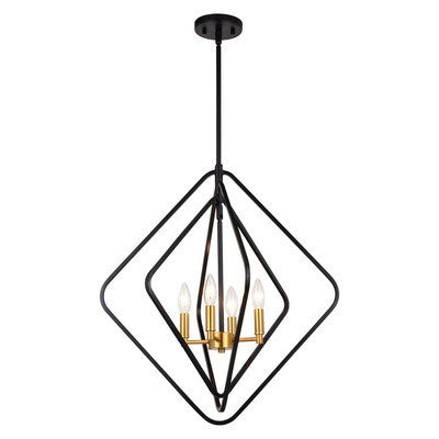22-in. 4 Light Pendant Black and Satin Brass by Vaxcel International