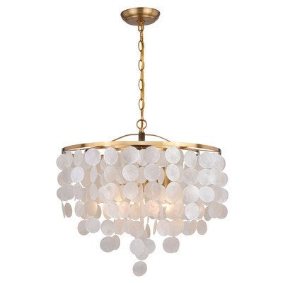 Capiz Shell 19.75-in 3 Light Pendant Natural Brass by Vaxcel International