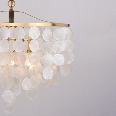 Capiz Shell 19.75-in 3 Light Pendant Natural Brass