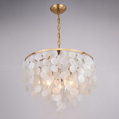 Capiz Shell 19.75-in 3 Light Pendant Natural Brass