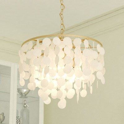 Capiz Shell 19.75-in 3 Light Pendant Natural Brass
