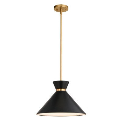 15-in. 1 Light Pendant Matte Black and Natural Brass by Vaxcel International