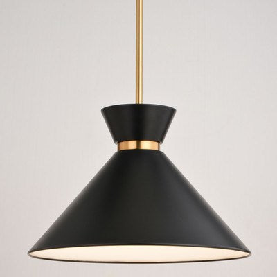 15-in. 1 Light Pendant Matte Black and Natural Brass
