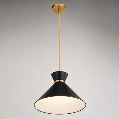 15-in. 1 Light Pendant Matte Black and Natural Brass