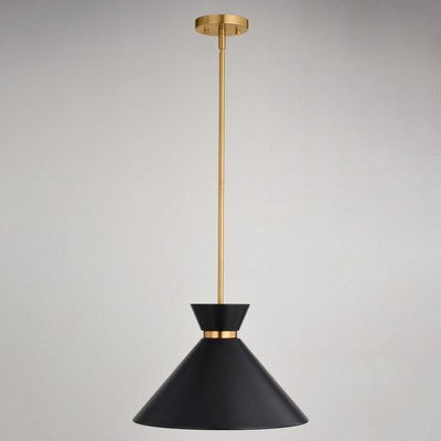 15-in. 1 Light Pendant Matte Black and Natural Brass