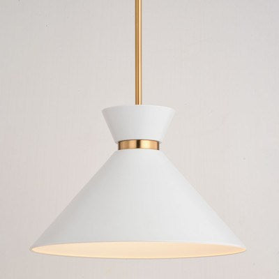 15-in. 1 Light Pendant Matte White and Natural Brass