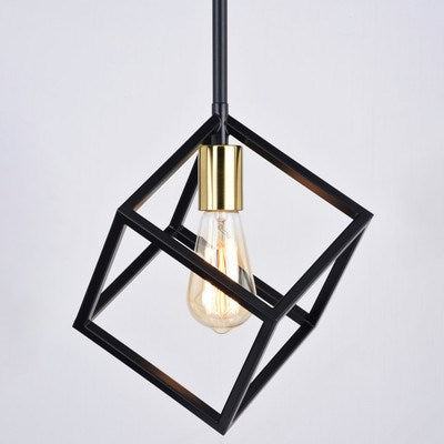 9-in 1 Light Mini Pendant Matte Black and Satin Brass