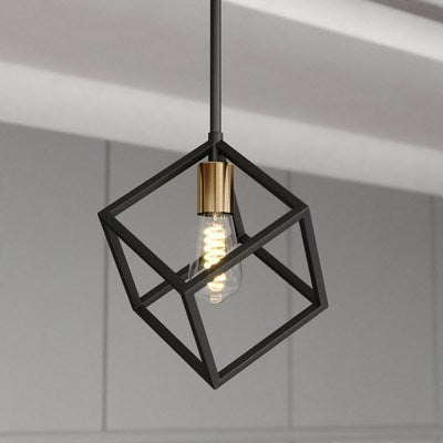9-in 1 Light Mini Pendant Matte Black and Satin Brass
