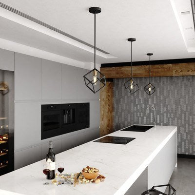 9-in 1 Light Mini Pendant Matte Black and Satin Brass