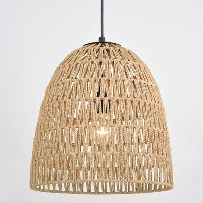 14-in. 1 Light Pendant Matte Black and Natural Rope
