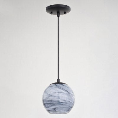 6.25-in. Mini Pendant Marble Swirl Matte Black