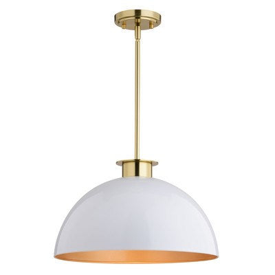 16-in. Pendant Glossy White and Satin Brass by Vaxcel International