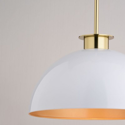 16-in. Pendant Glossy White and Satin Brass