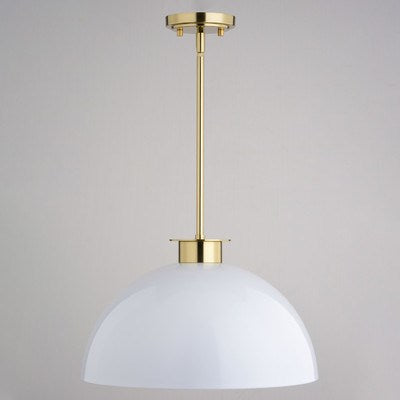 16-in. Pendant Glossy White and Satin Brass