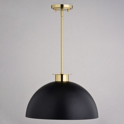 16-in. Pendant Matte Black and Satin Brass