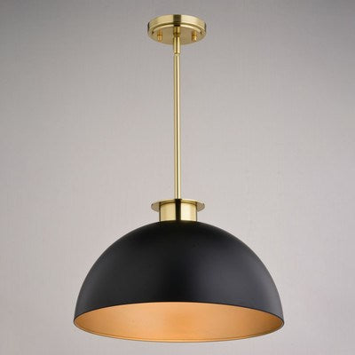 16-in. Pendant Matte Black and Satin Brass