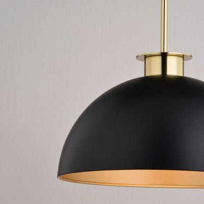 16-in. Pendant Matte Black and Satin Brass