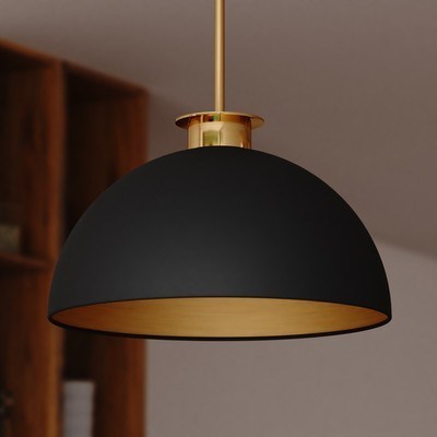 16-in. Pendant Matte Black and Satin Brass