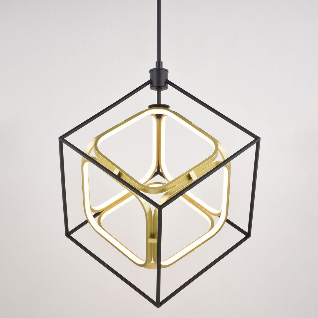 23.5-in. W LED Pendant Matte Black and Gold