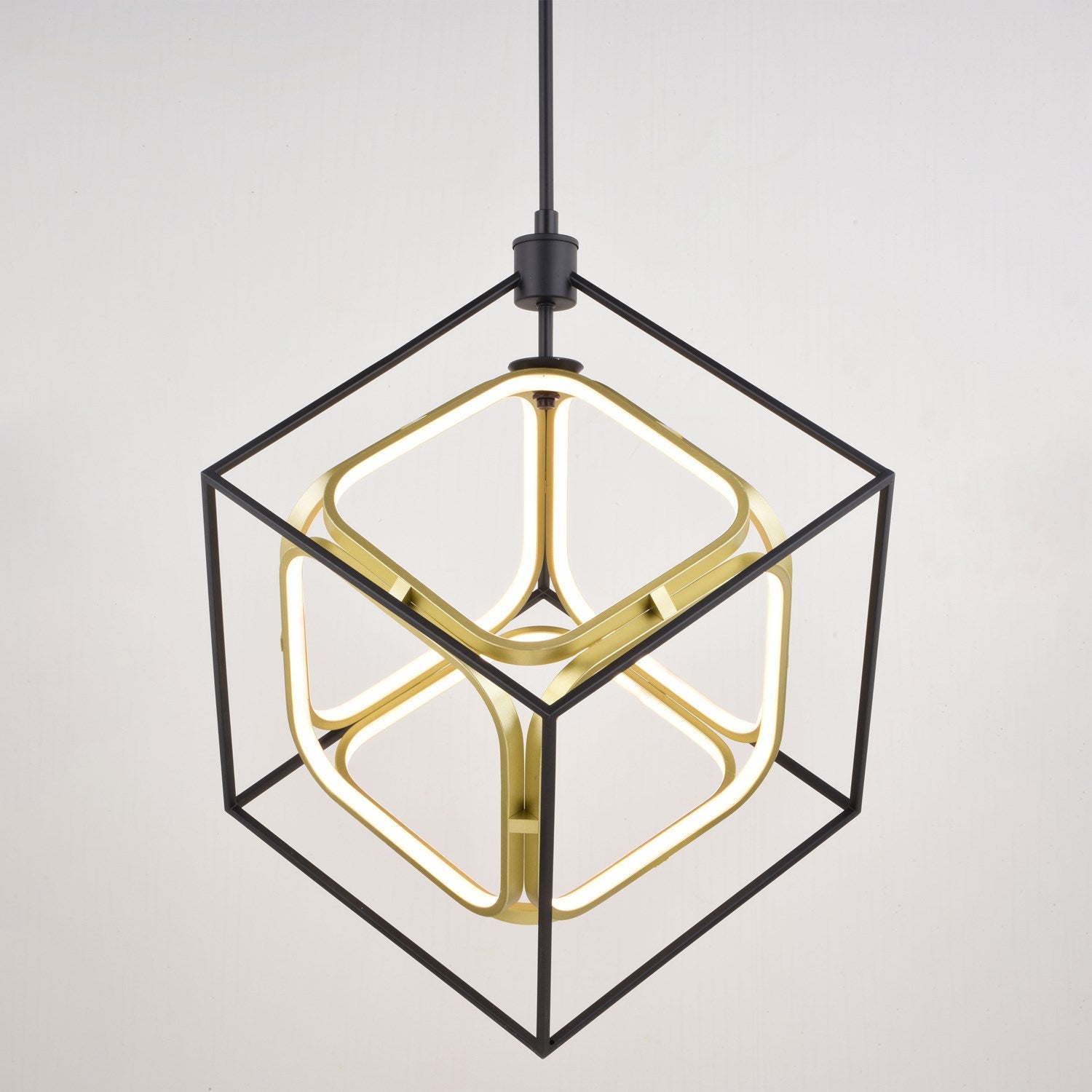 23.5-in. W LED Pendant Matte Black and Gold