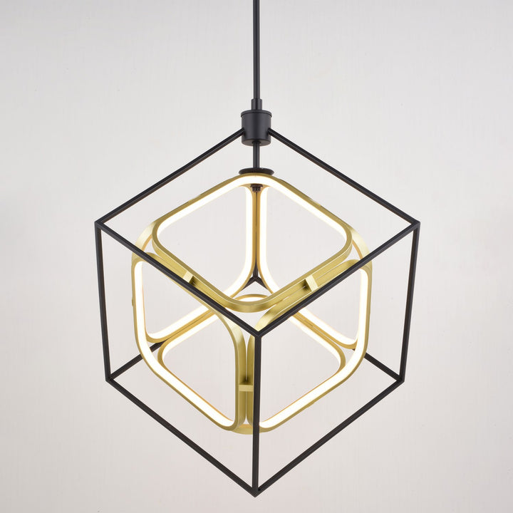 23.5-in. W LED Pendant Matte Black and Gold