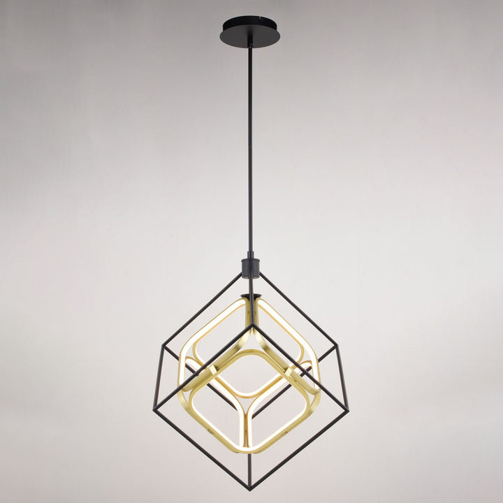 23.5-in. W LED Pendant Matte Black and Gold