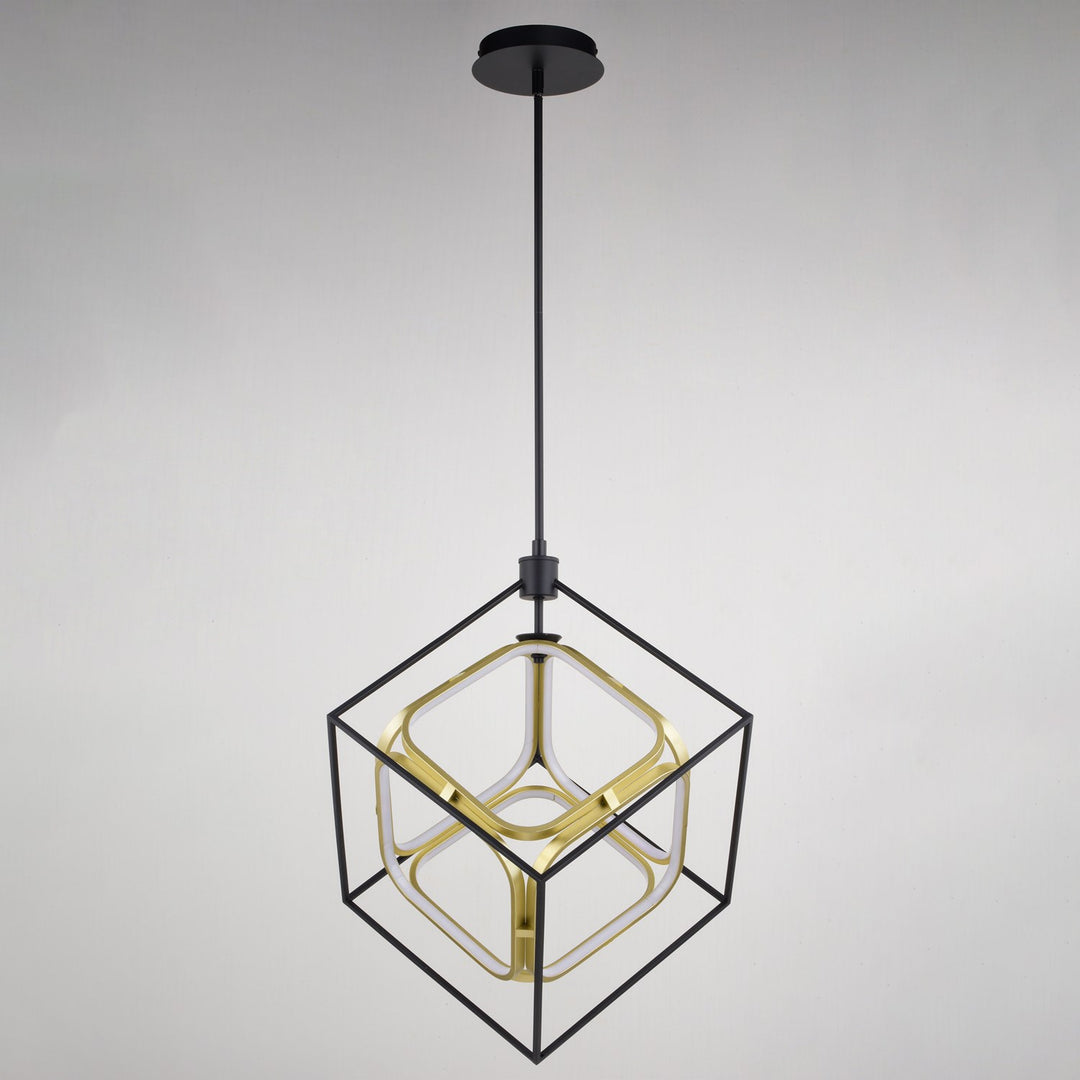 23.5-in. W LED Pendant Matte Black and Gold