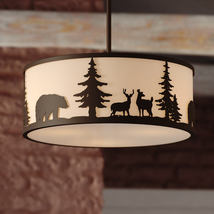 18-in. W 3 Light Pendant Bronze
