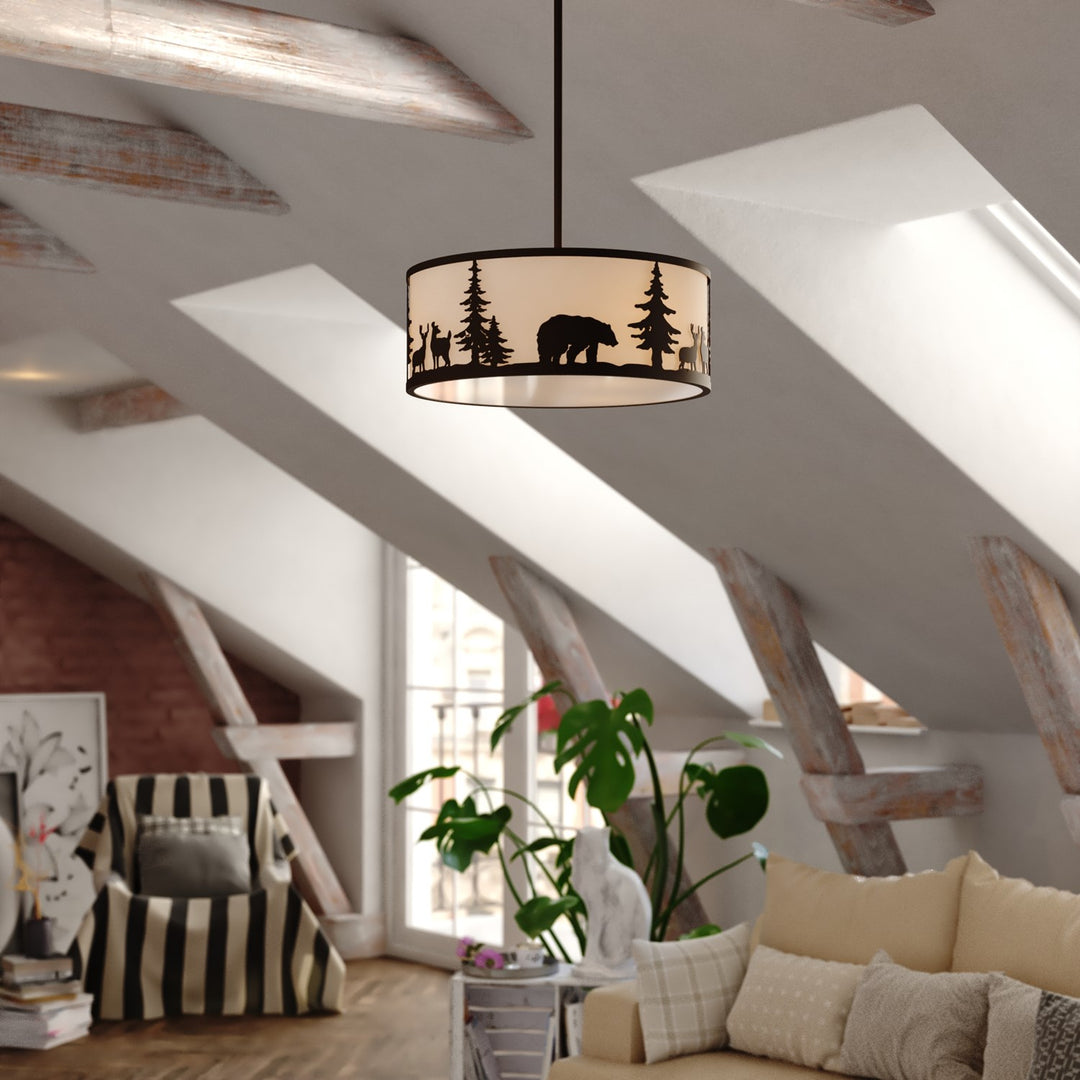 18-in. W 3 Light Pendant Bronze