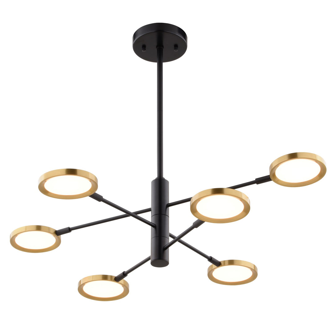 34.75-in. 6L LED Pendant Matte Black and Antique Gold by Vaxcel International