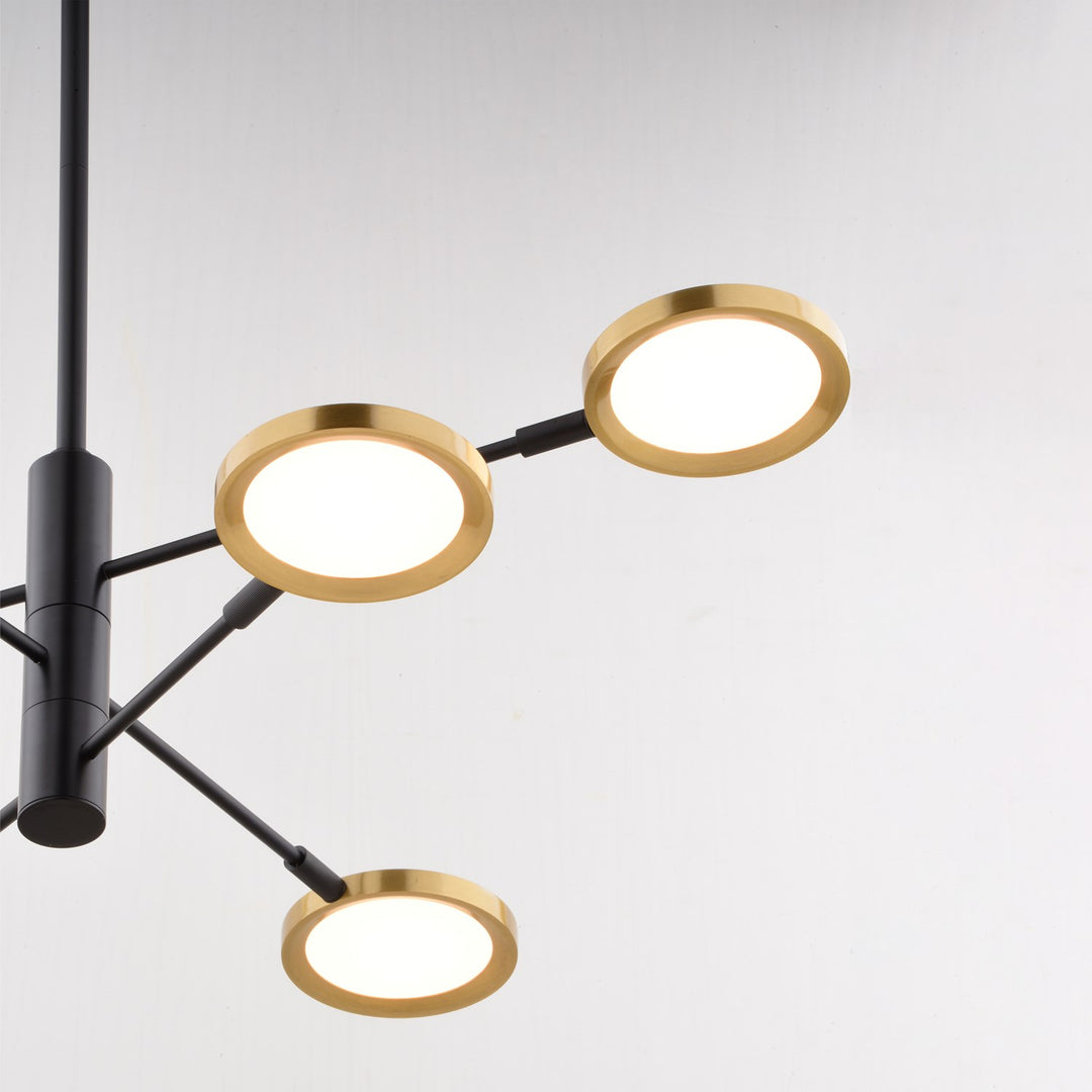 34.75-in. 6L LED Pendant Matte Black and Antique Gold