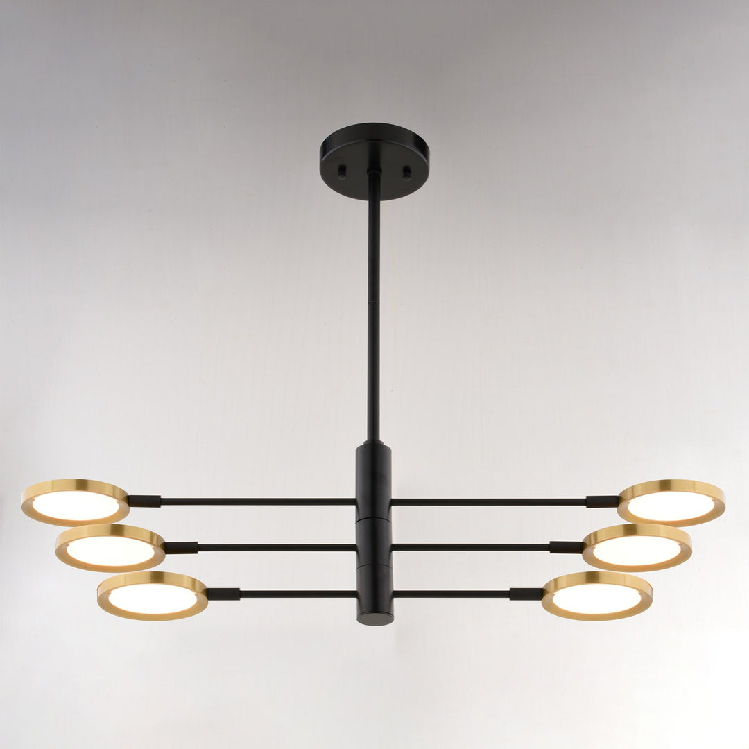 34.75-in. 6L LED Pendant Matte Black and Antique Gold