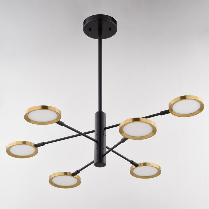34.75-in. 6L LED Pendant Matte Black and Antique Gold