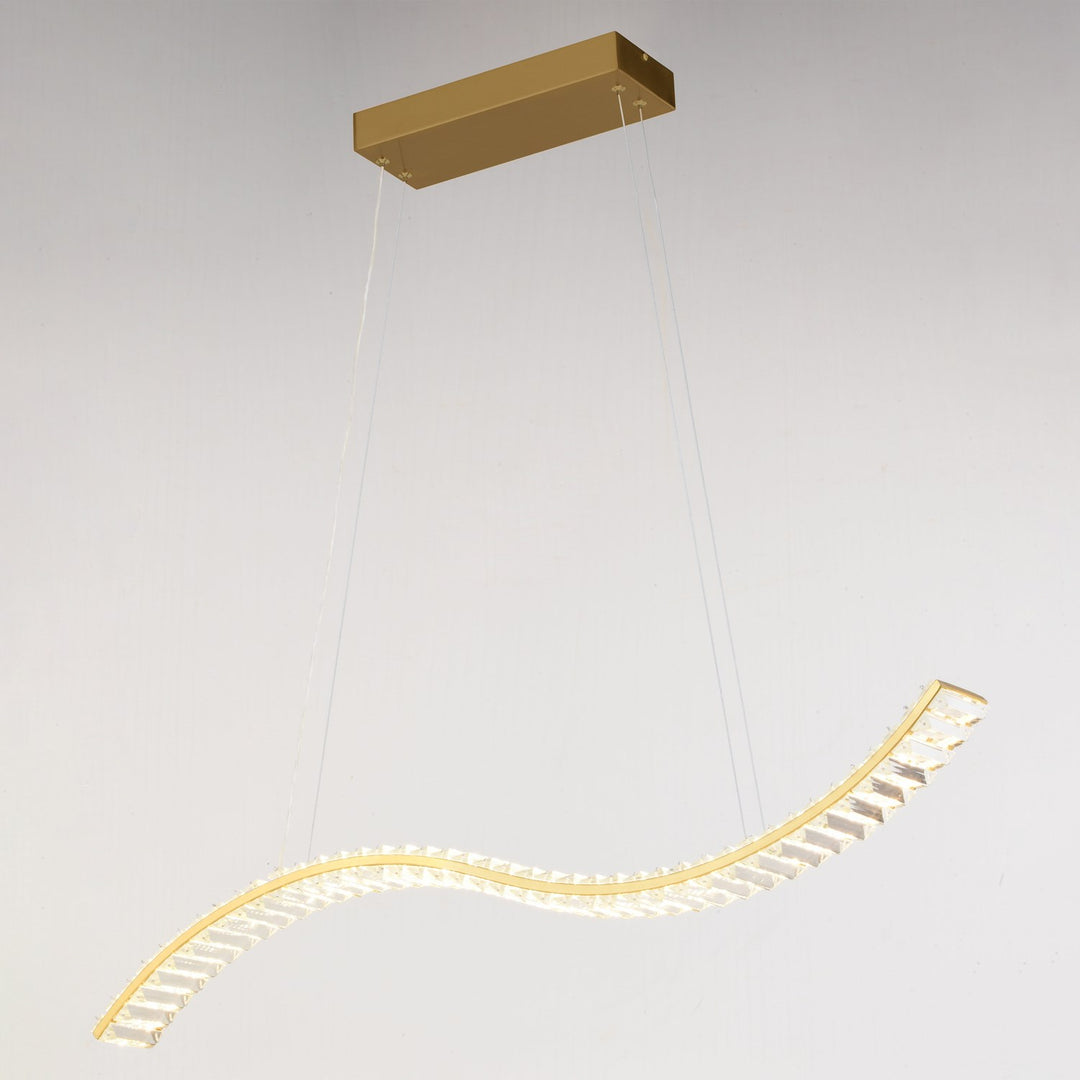 37.5-in. W LED Linear Chandelier Gilded Brass