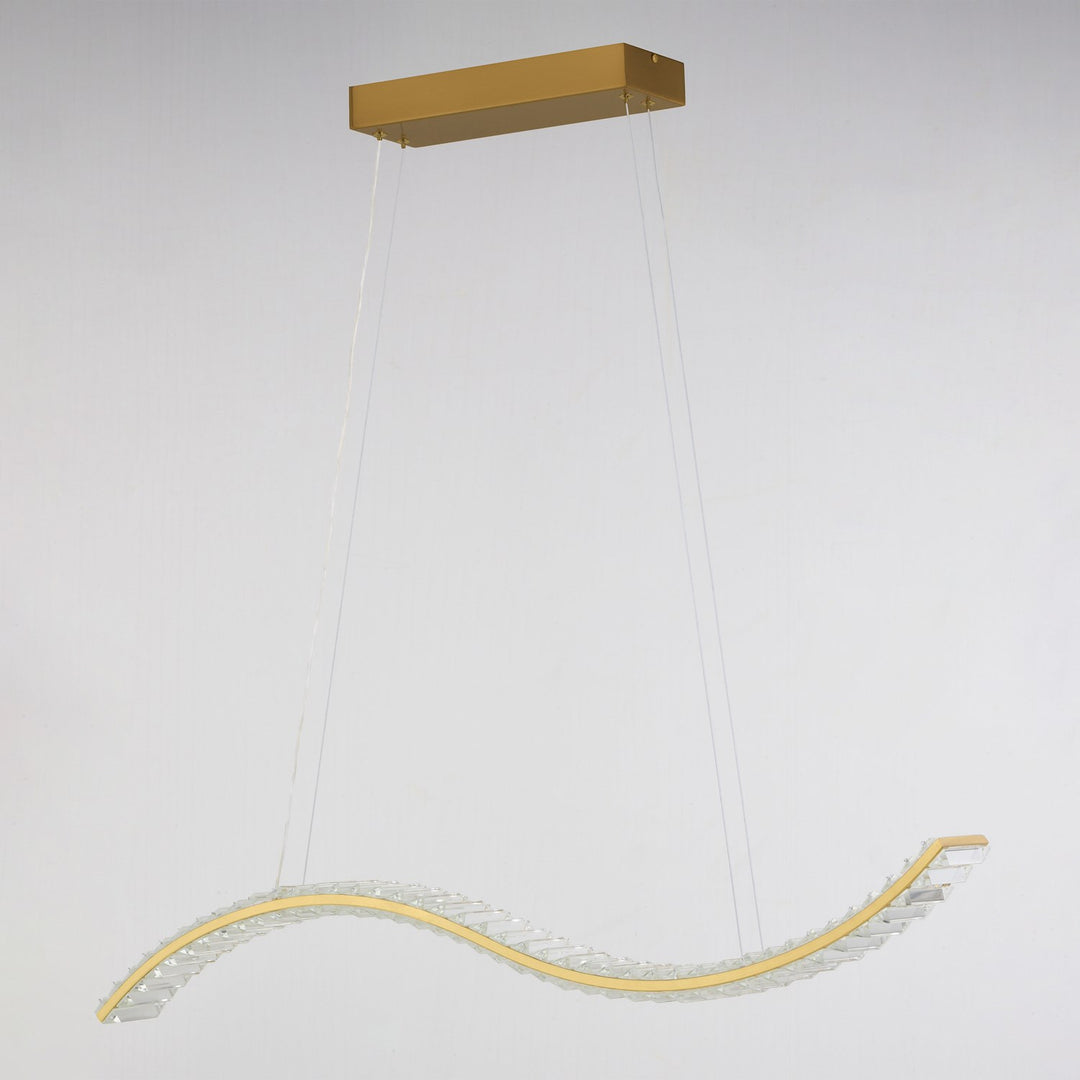 37.5-in. W LED Linear Chandelier Gilded Brass