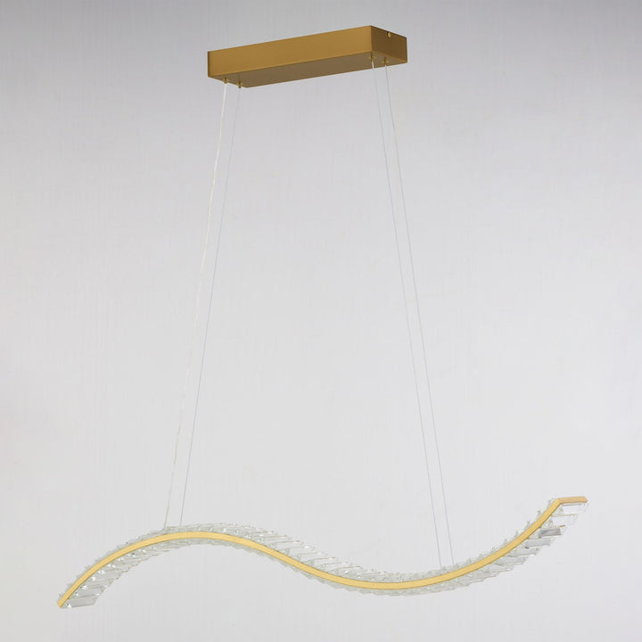 37.5-in. W LED Linear Chandelier Gilded Brass