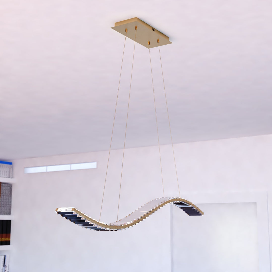 37.5-in. W LED Linear Chandelier Gilded Brass