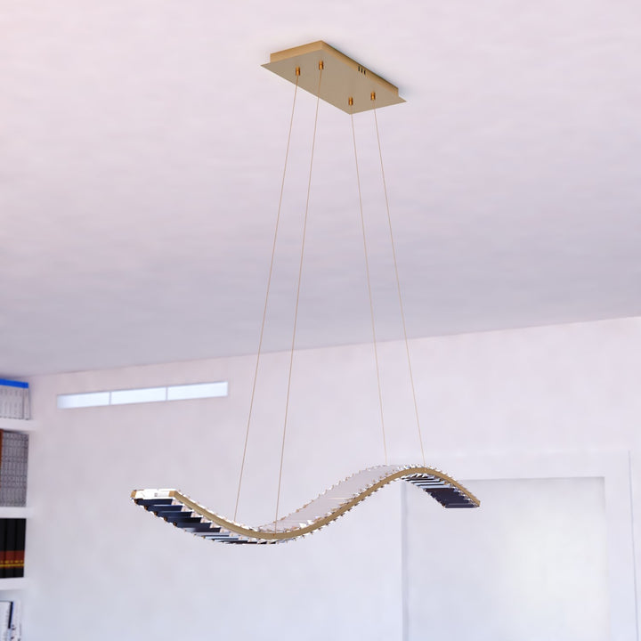 37.5-in. W LED Linear Chandelier Gilded Brass