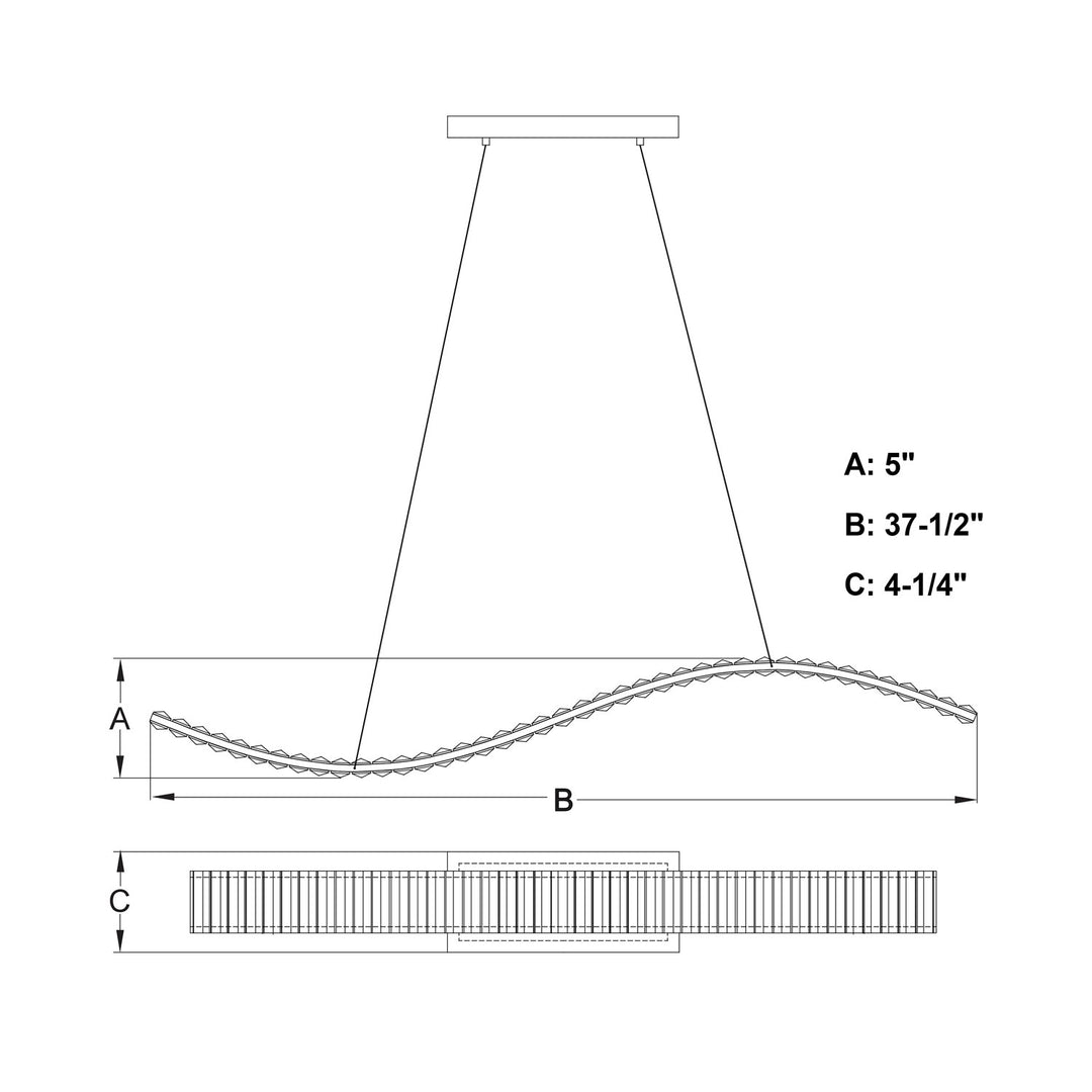 37.5-in. W LED Linear Chandelier Gilded Brass