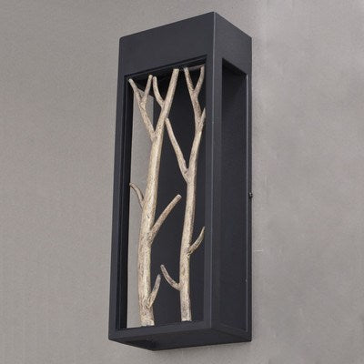 6 in. W LED Outdoor Wall Light Textured Black with Poplar