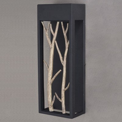 6 in. W LED Outdoor Wall Light Textured Black with Poplar