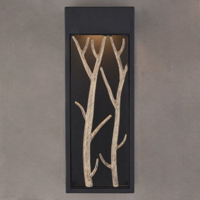 6 in. W LED Outdoor Wall Light Textured Black with Poplar