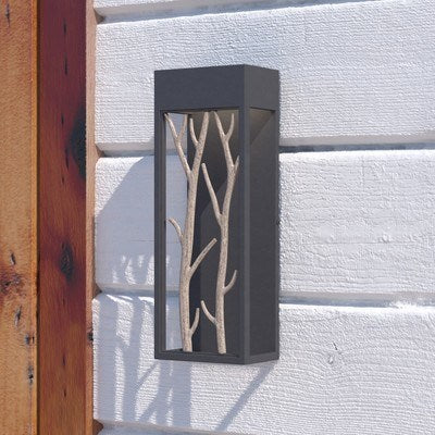 6 in. W LED Outdoor Wall Light Textured Black with Poplar