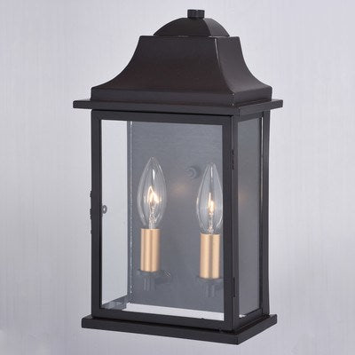 7.5 in.W Outdoor Wall Light Oil Burnished Bronze with Light Gold